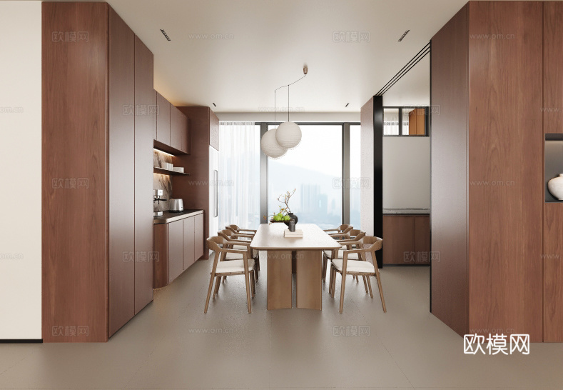 中古风客餐厅3d模型下载（渲染图1）