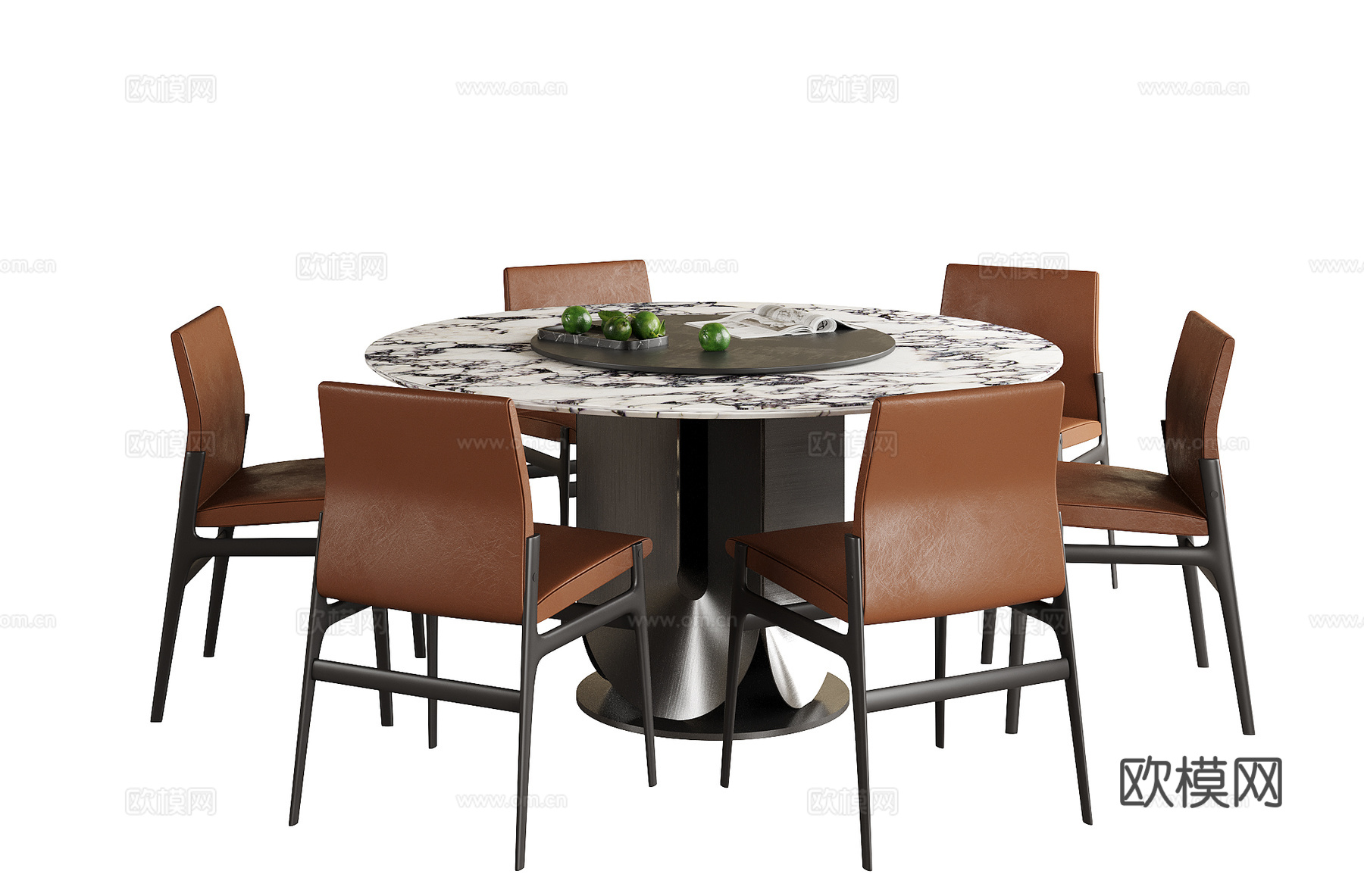 现代餐桌椅 圆形餐桌 餐椅su模型