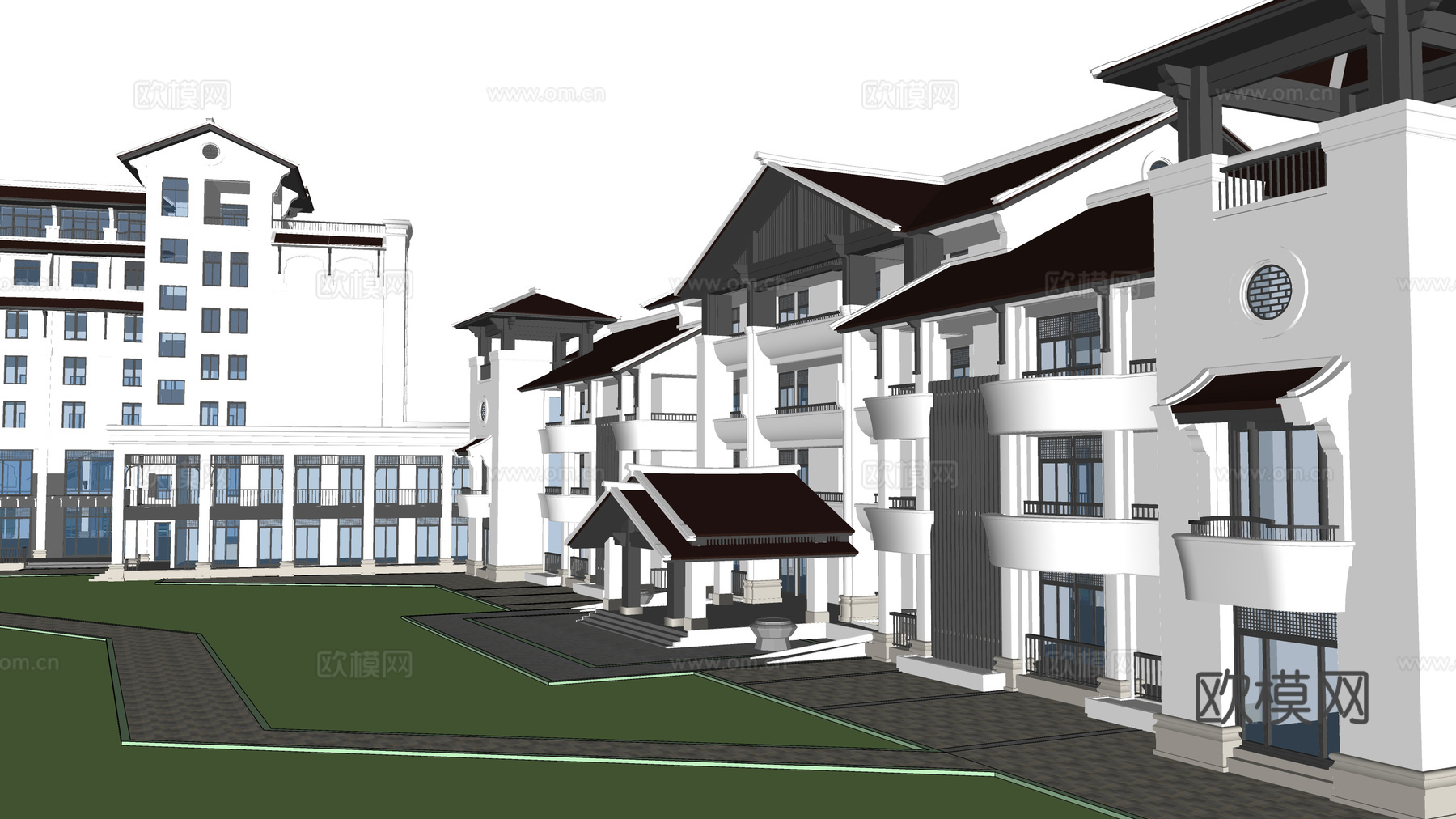 酒店建筑外立面su模型