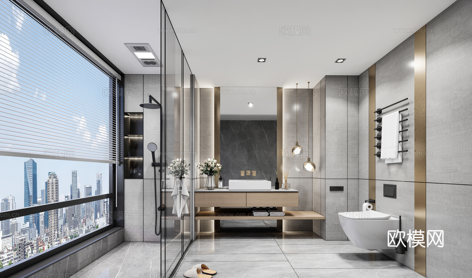 现代卫生间_干湿分离卫生间_现代卫生间_卫生间_马桶_洗漱su模型