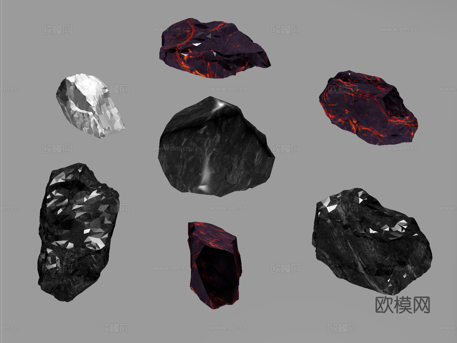 现代石头 黑石头 景观石 火山石su模型su模型