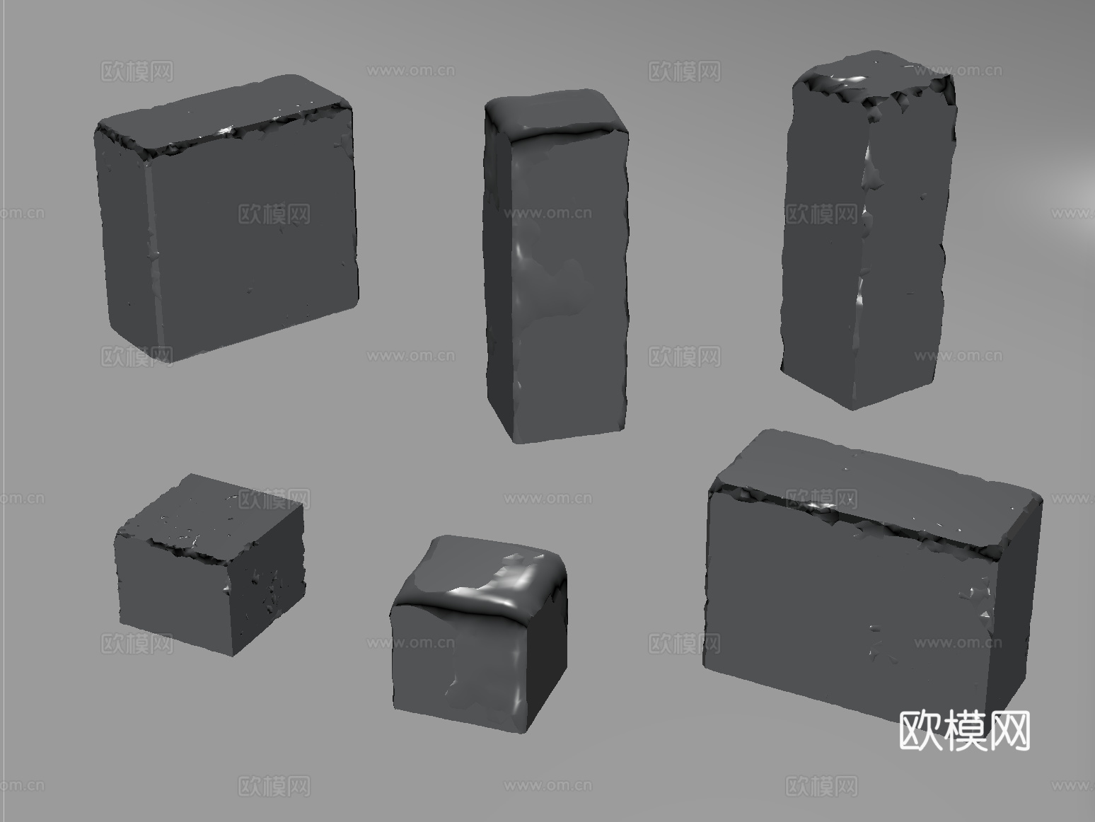 现代石头 凳子石凳石墩 矮凳景观石头su模型