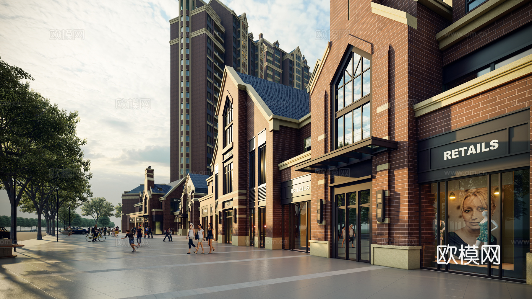 欧式商业街su模型