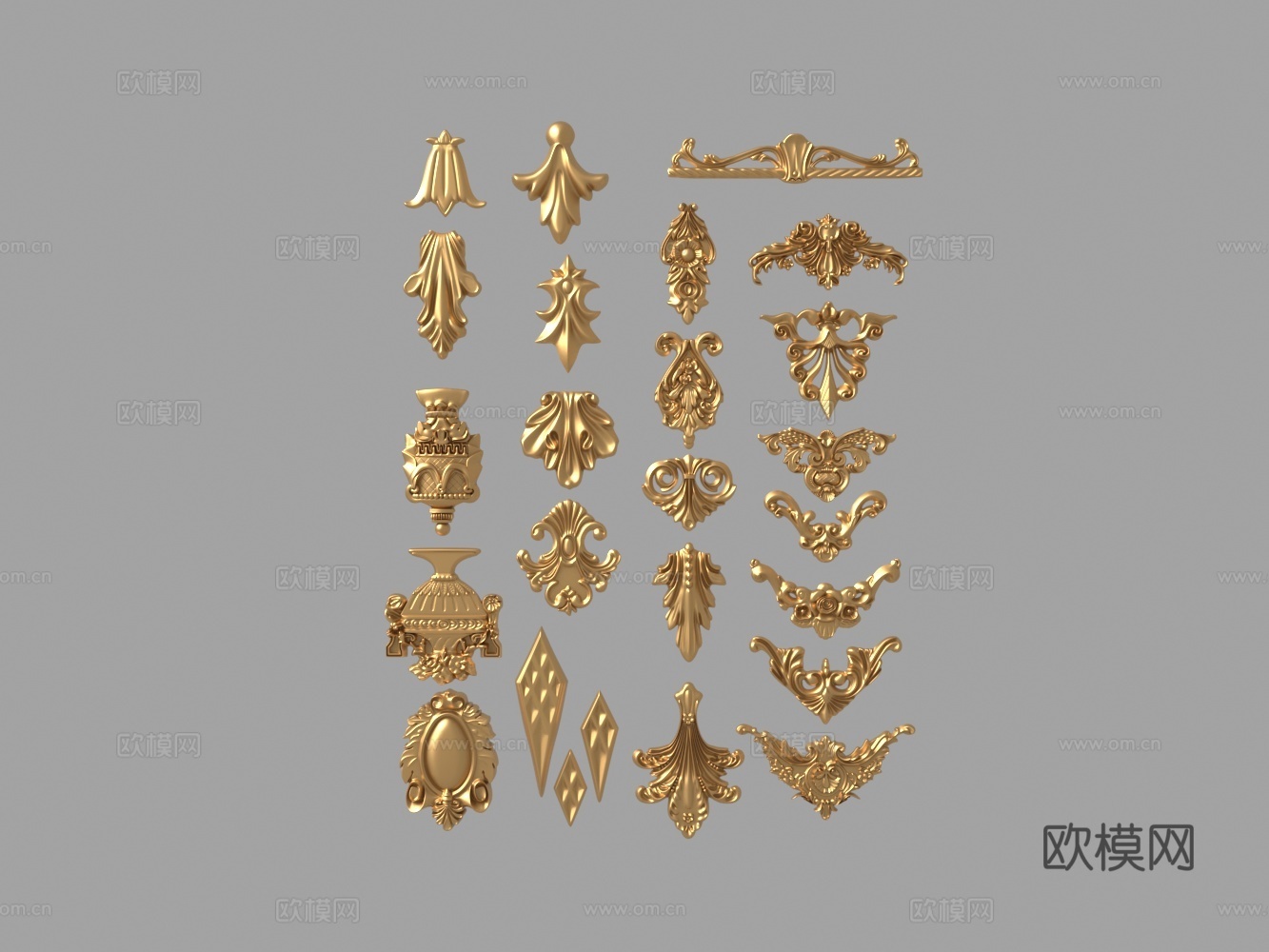 欧式构件雕花3d模型下载