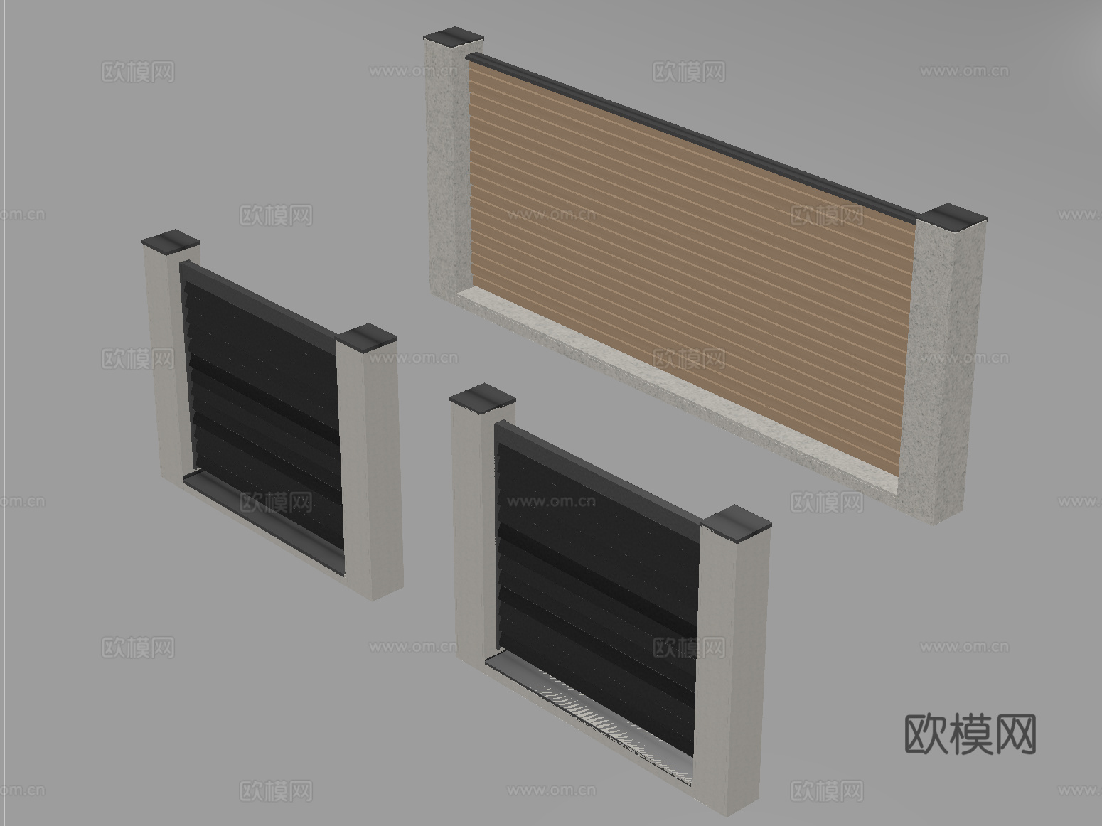 现代围墙 庭院围墙 别墅围墙su模型