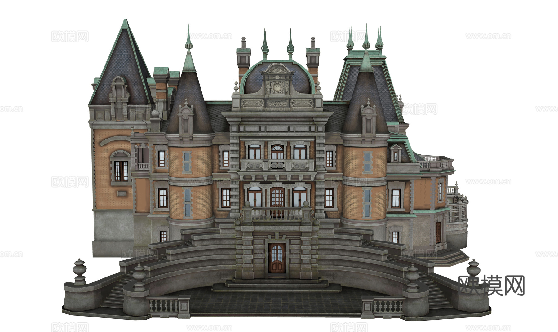 欧式古典建筑 欧式城堡 哥特式建筑 古堡su模型