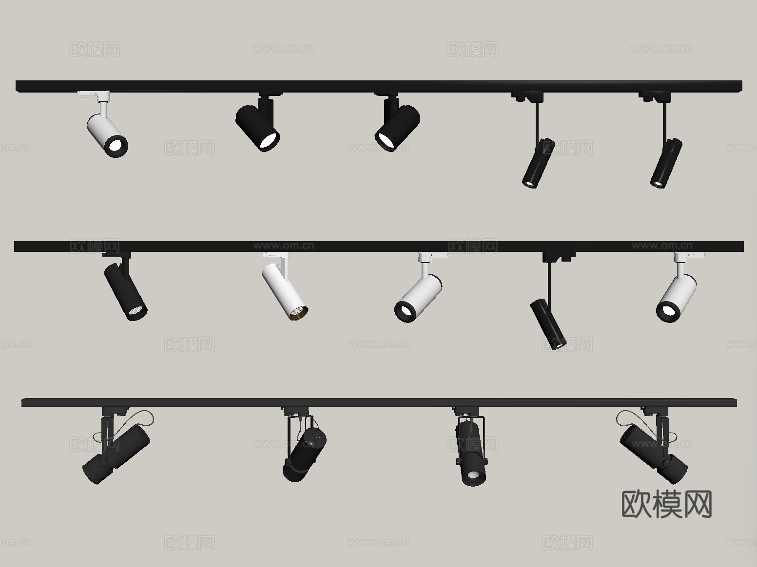 现代筒灯射灯 轨道射灯su模型