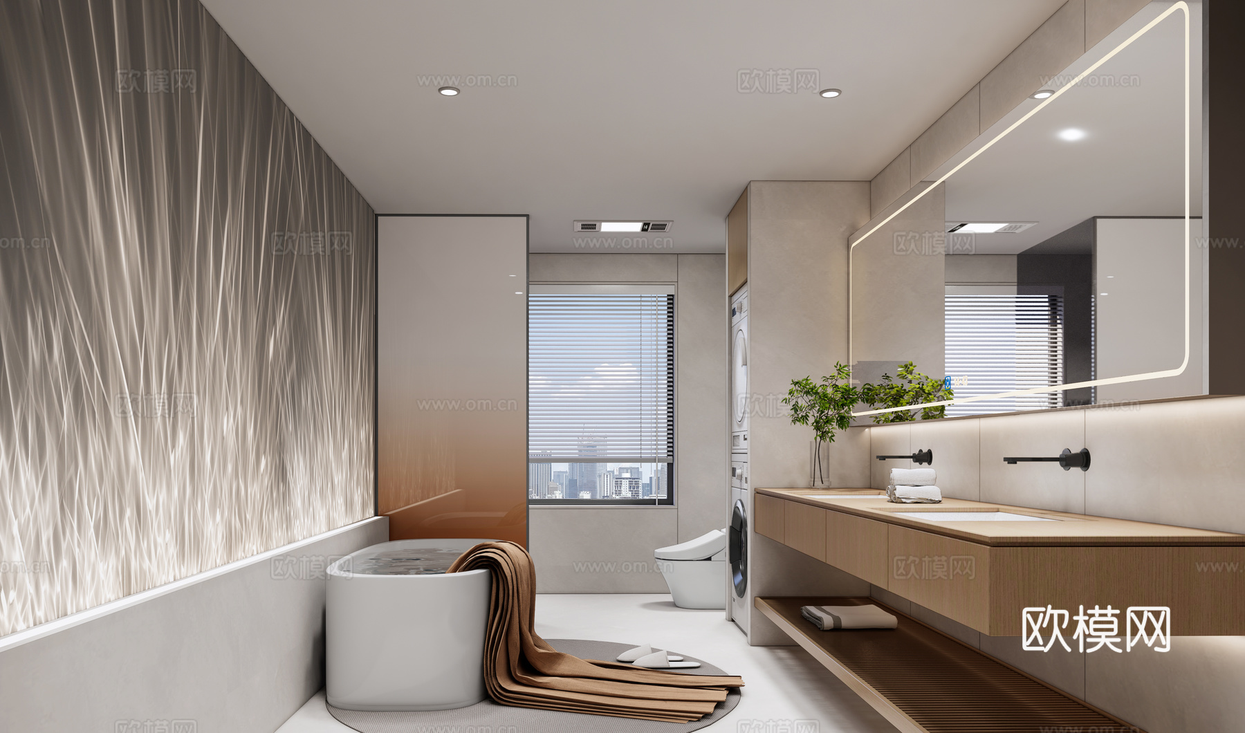 现代卫生间_干湿分离卫生间_卫生间_洗手台_马桶su模型