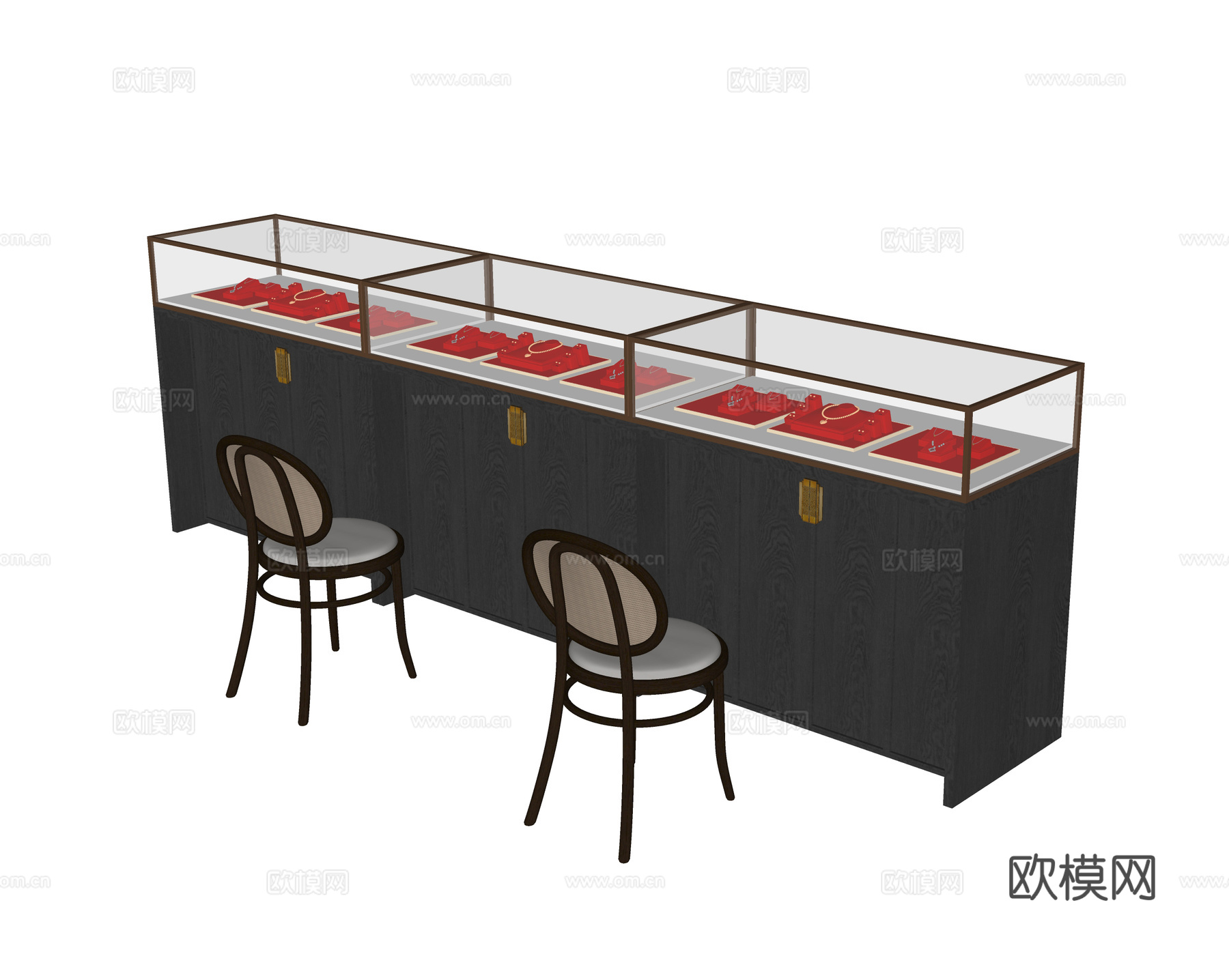 现代金饰展柜 展架su模型