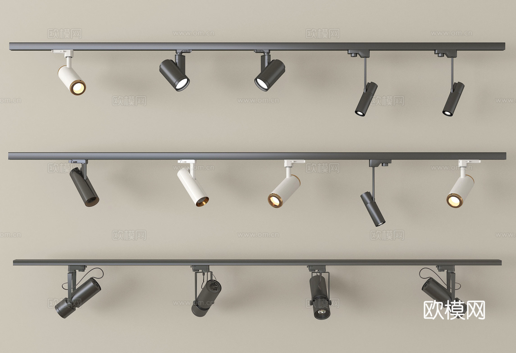 现代筒灯射灯 轨道射灯su模型