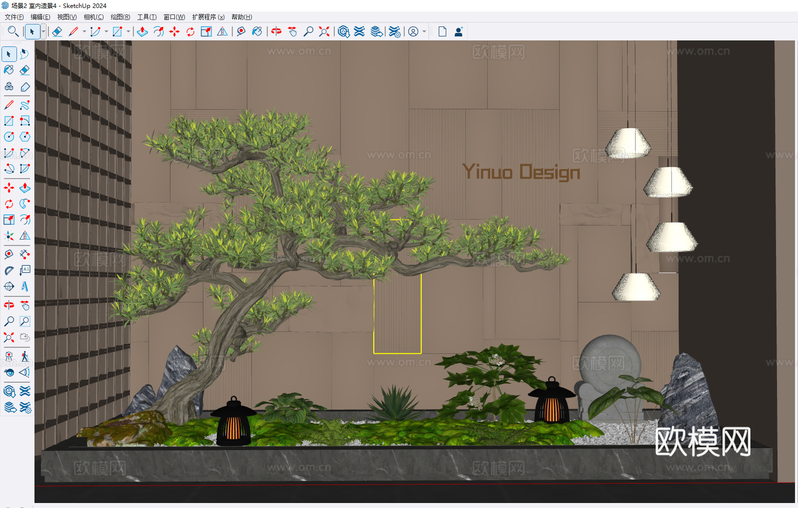 现代室内景观 景观造景 植物组合 庭院景观 景观树 室内造景su模型