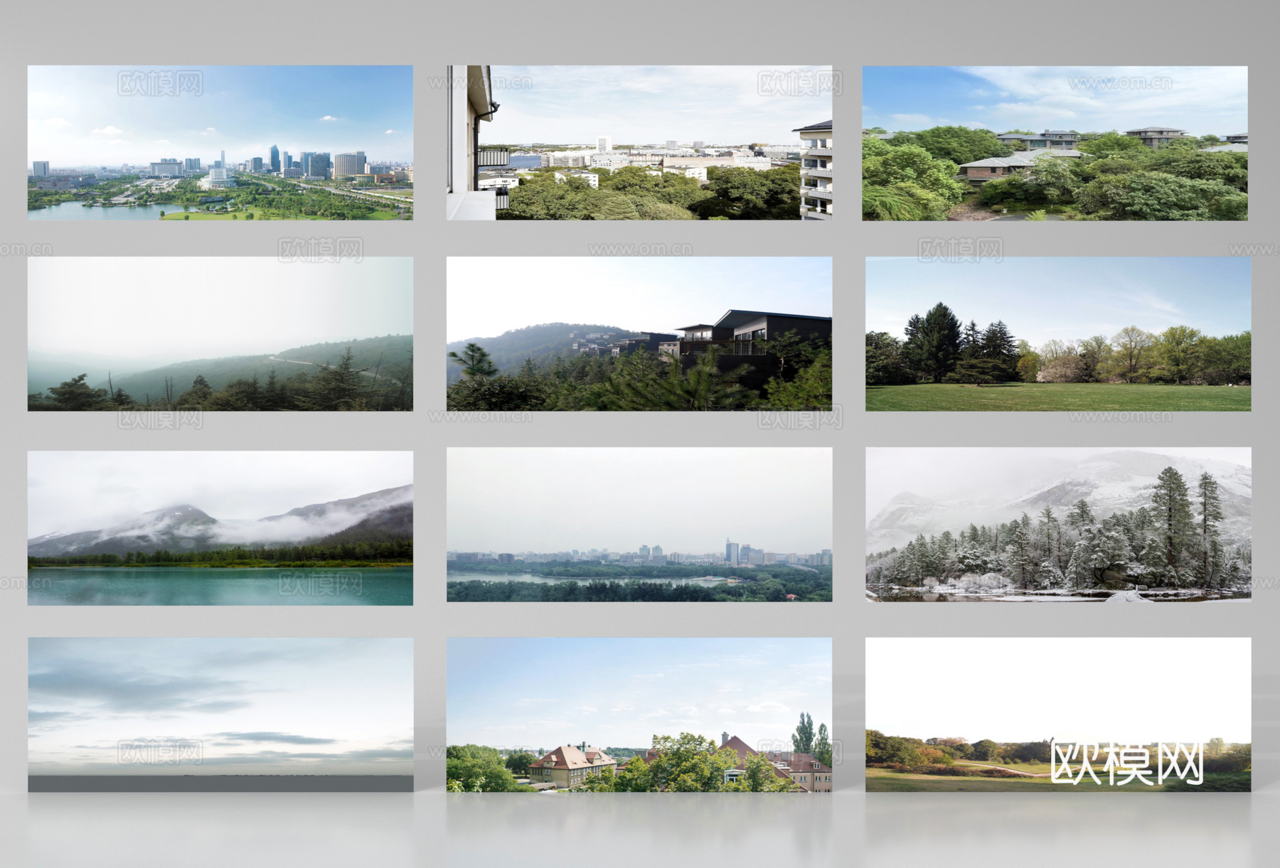 现代其他材质 环绕背景 户外外景 城市背景su模型