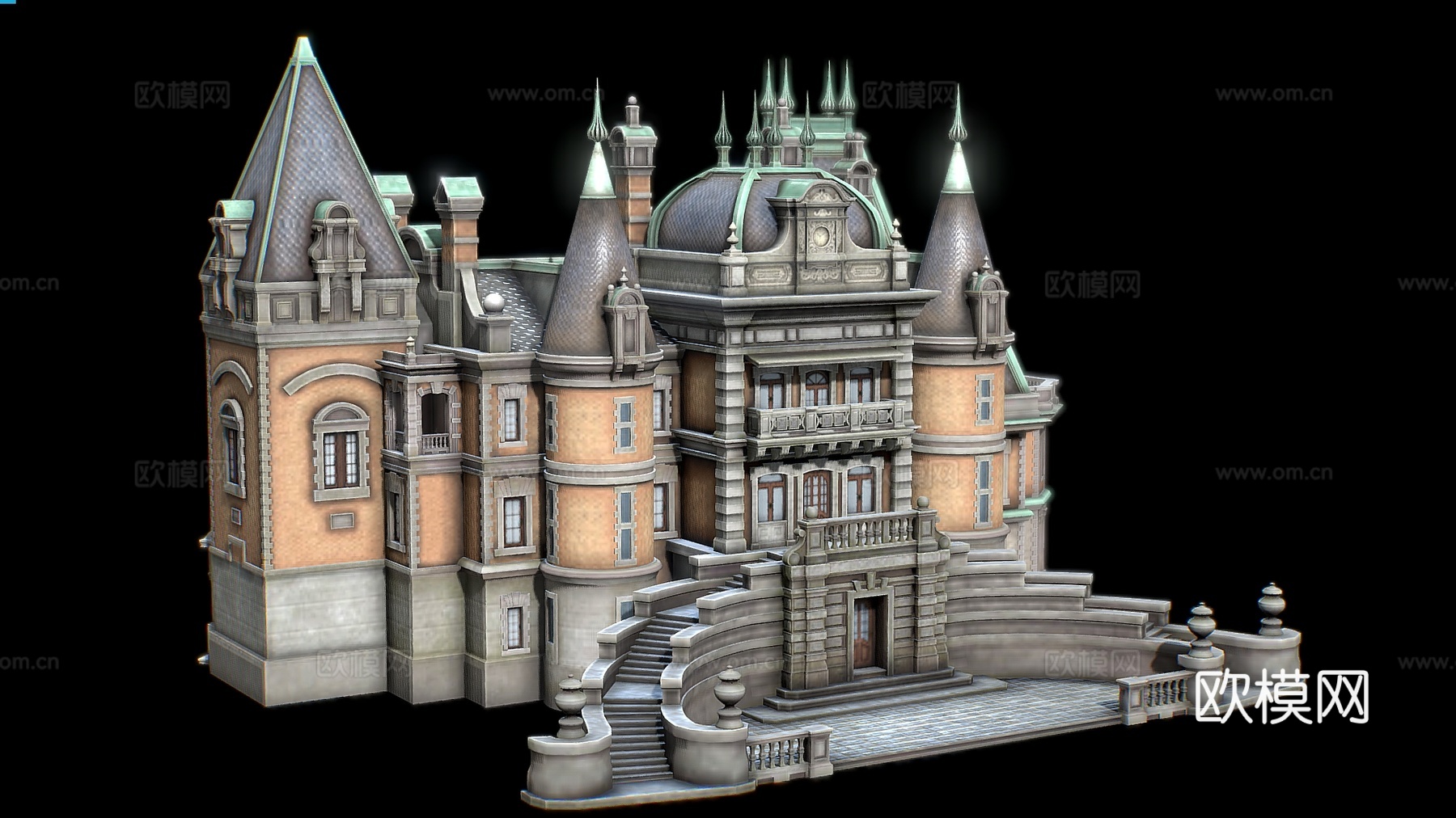 欧式古典建筑 欧式城堡 哥特式建筑 古堡su模型