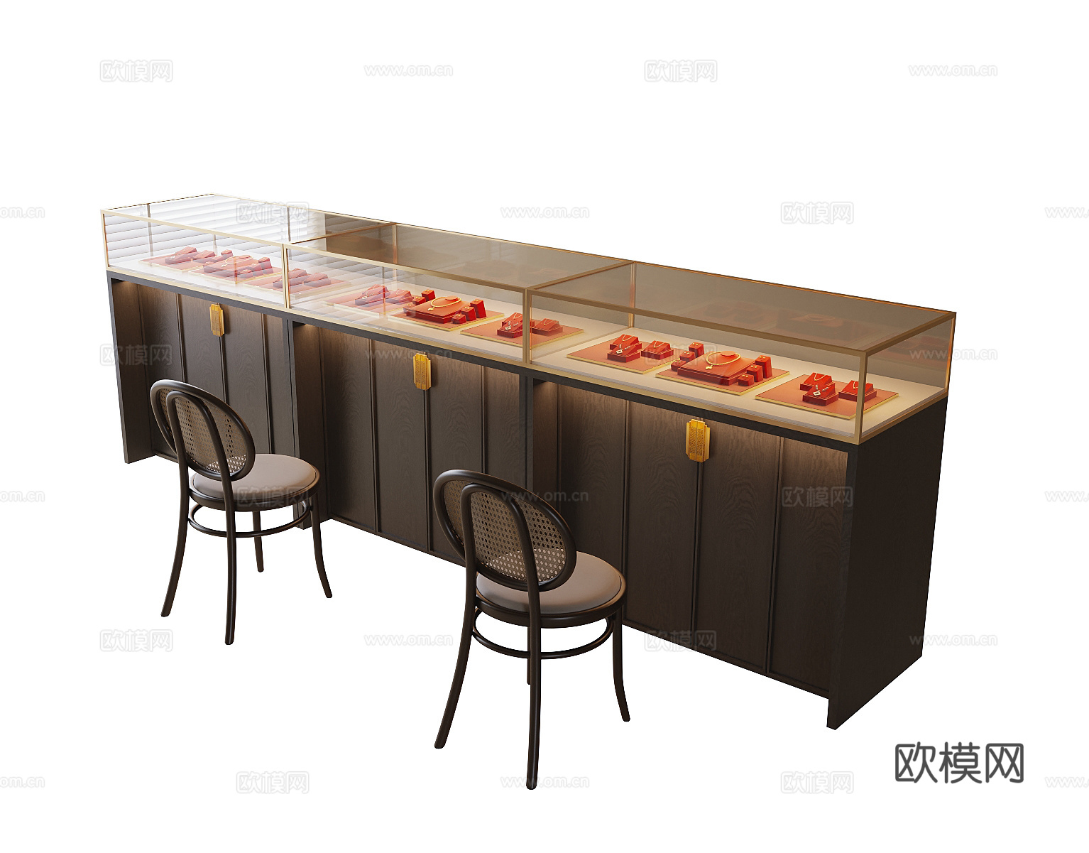 现代金饰展柜 展架3d模型下载