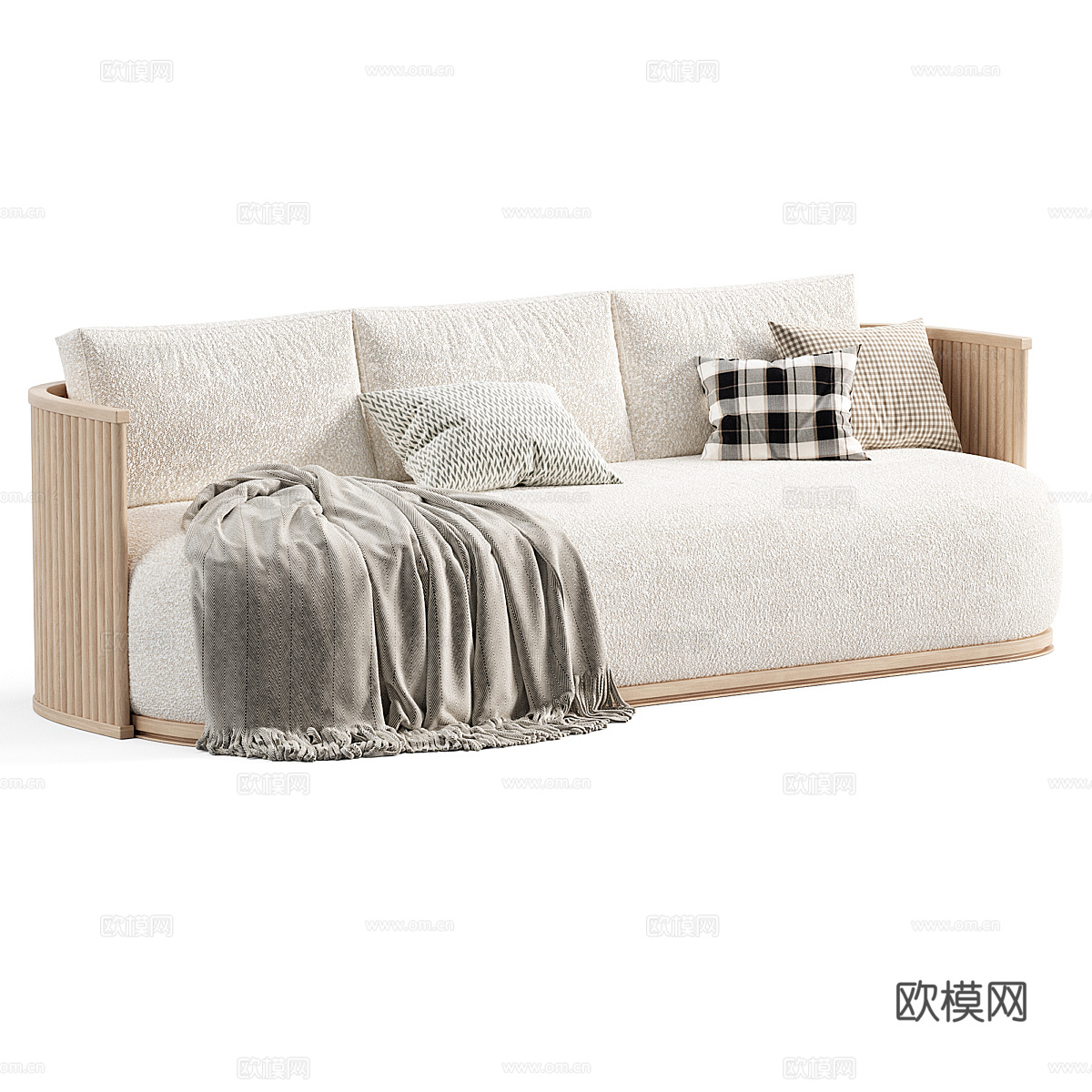 现代意式拜伦柚木定制户外沙发3d模型下载（渲染图2）