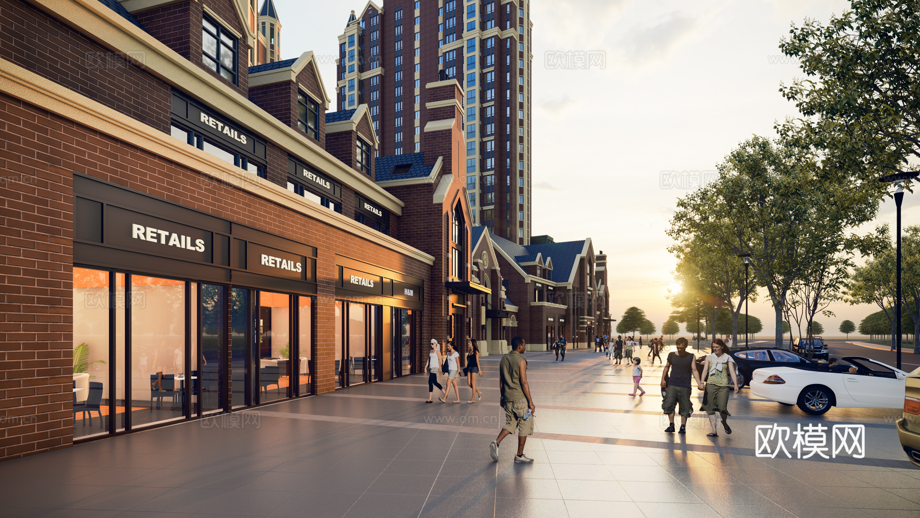 欧式商业街su模型