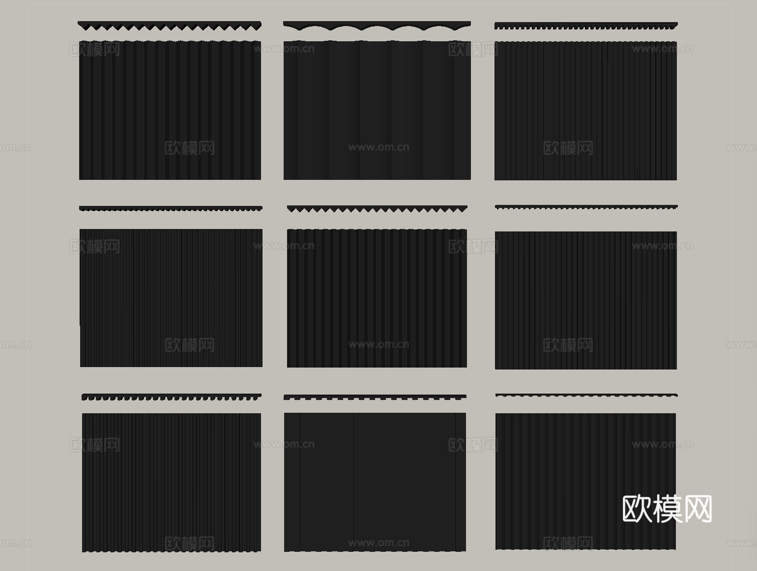 现代护墙板 长城板 格栅板 波浪板su模型