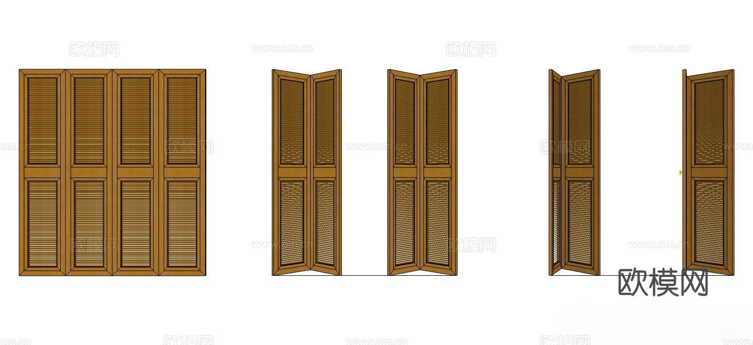 实木屏风 屏风 屛风隔断 隔断su模型