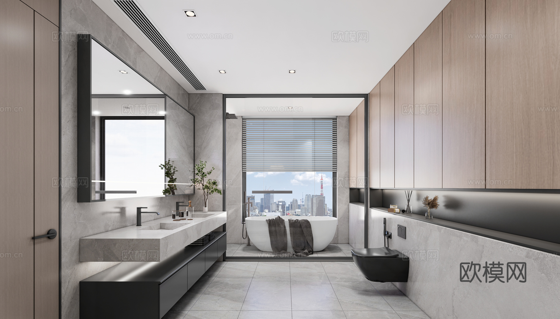 现代简约卫生间_干湿分离卫生间_现代卫生间_简约卫生间_马桶su模型