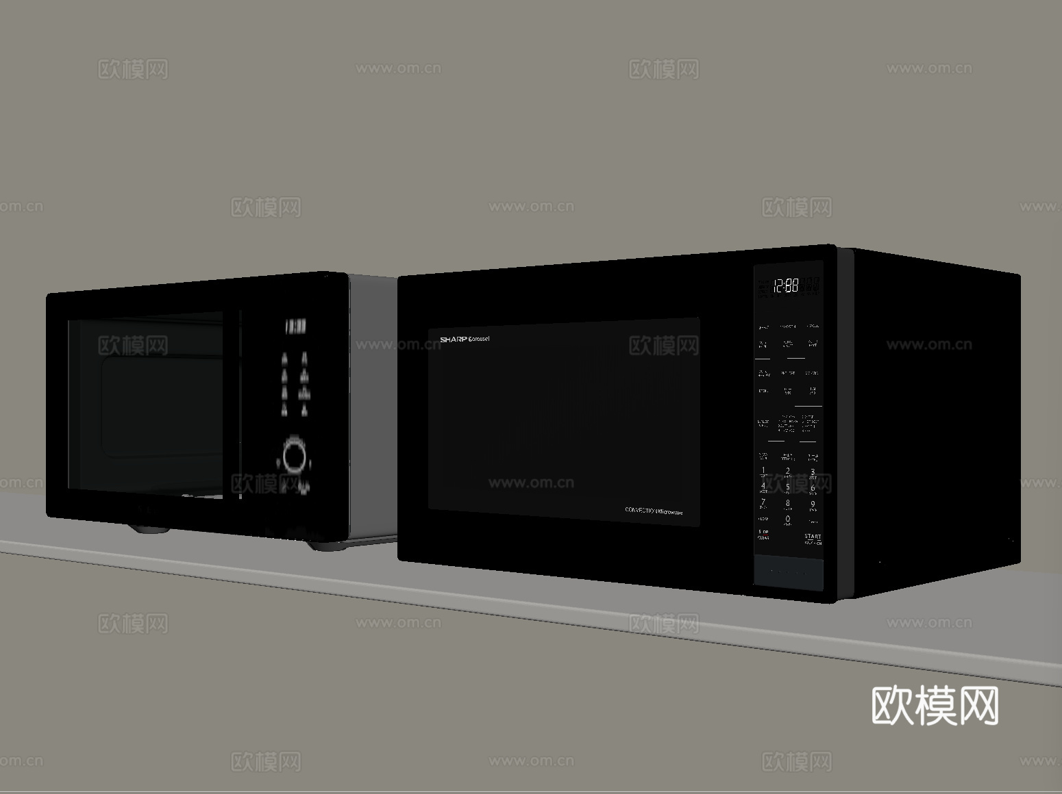 现代微波炉  厨房电器su模型