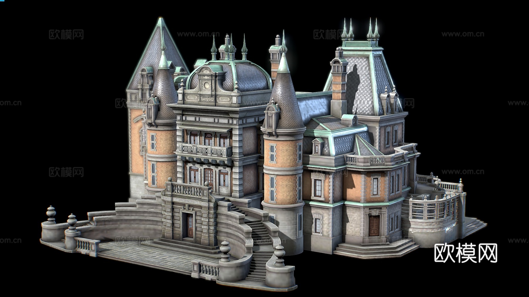 欧式古典建筑 欧式城堡 哥特式建筑 古堡su模型