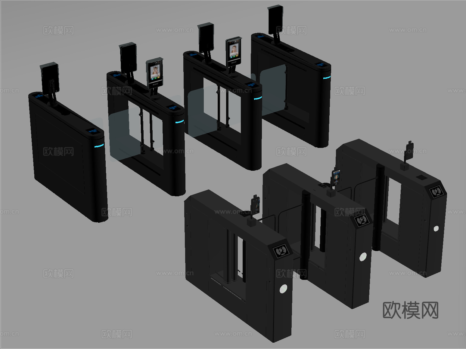 现代门禁 闸机 门禁机 闸门 感应门 门闸su模型
