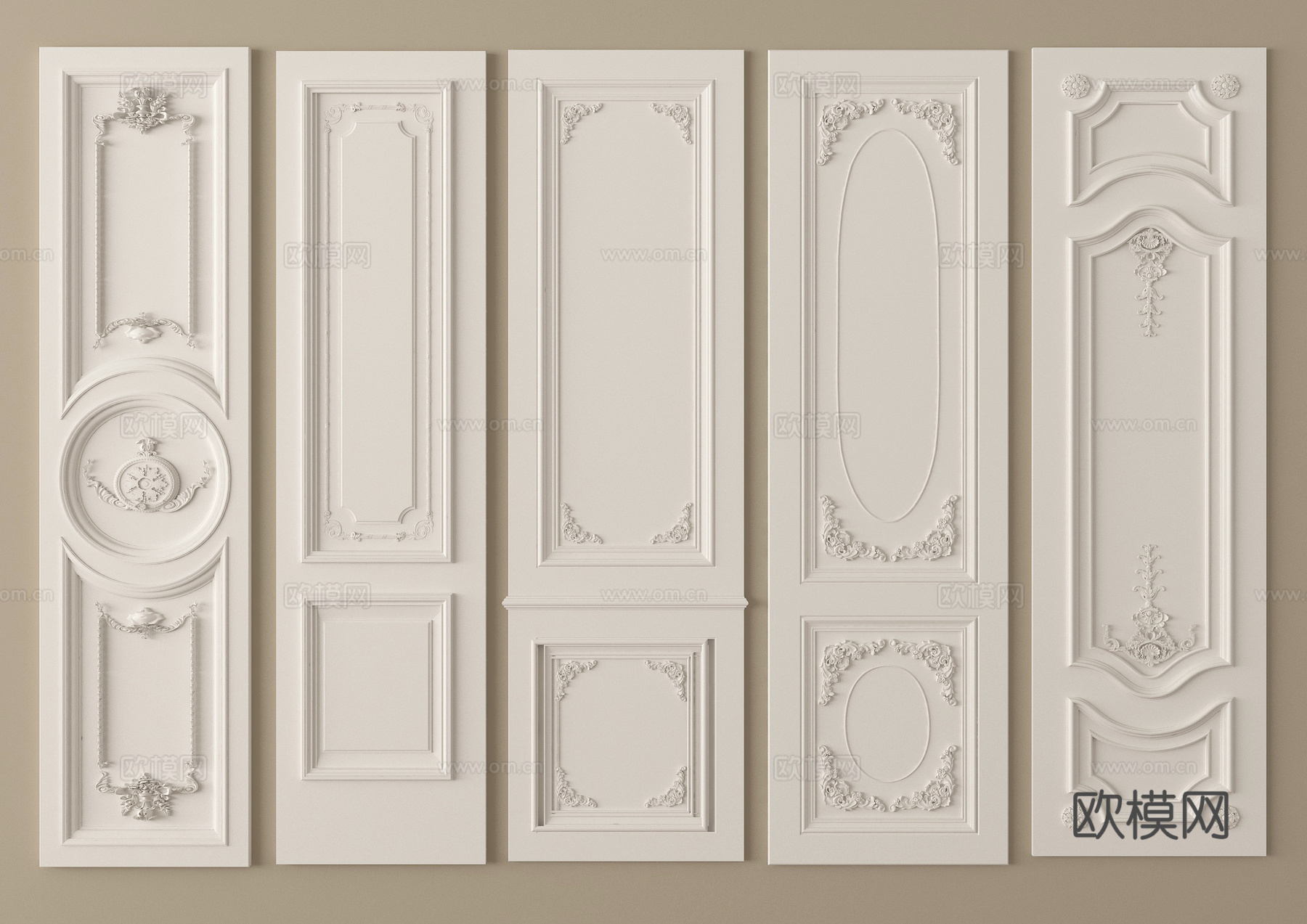 法式护墙板 背景墙su模型