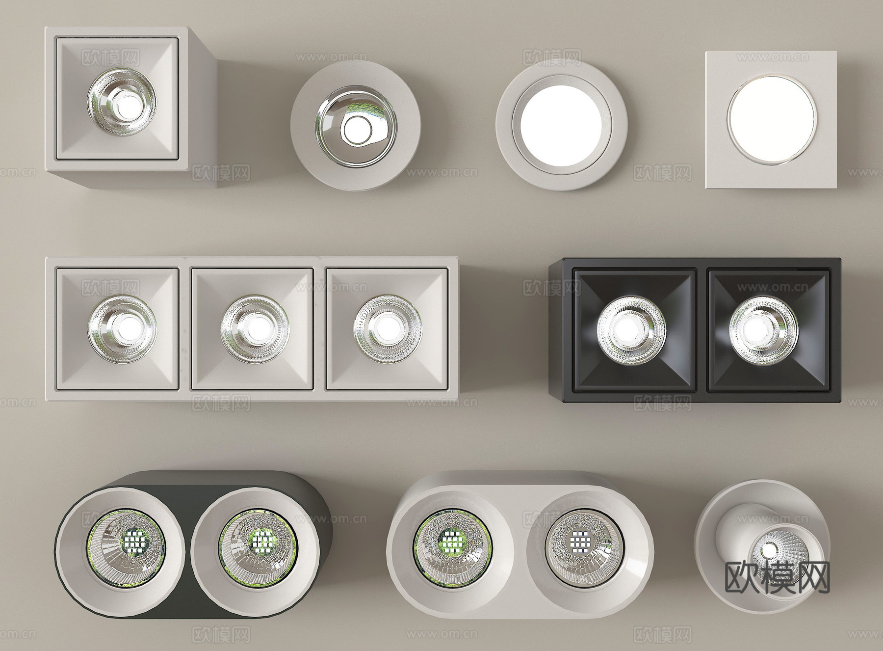 现代筒灯射灯  明装筒灯射灯su模型