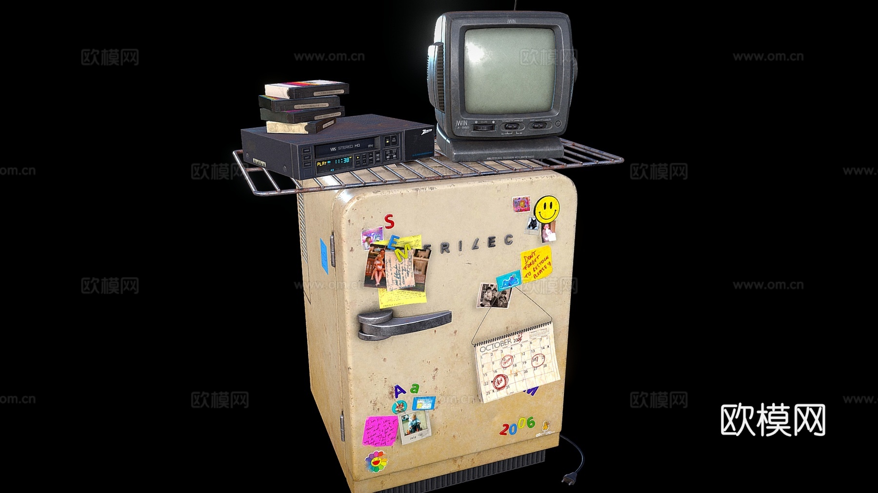 复古家用电器 复古电脑 复古冰箱3d模型下载（渲染图1）