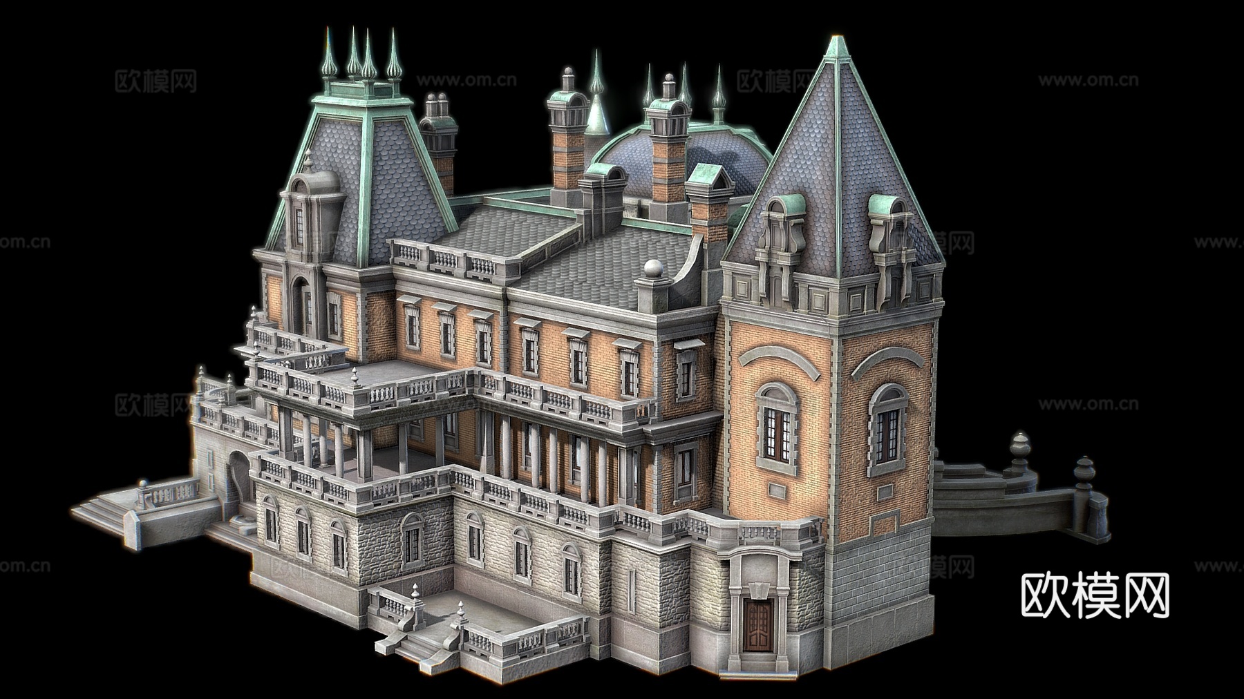 欧式古典建筑 欧式城堡 哥特式建筑 古堡su模型