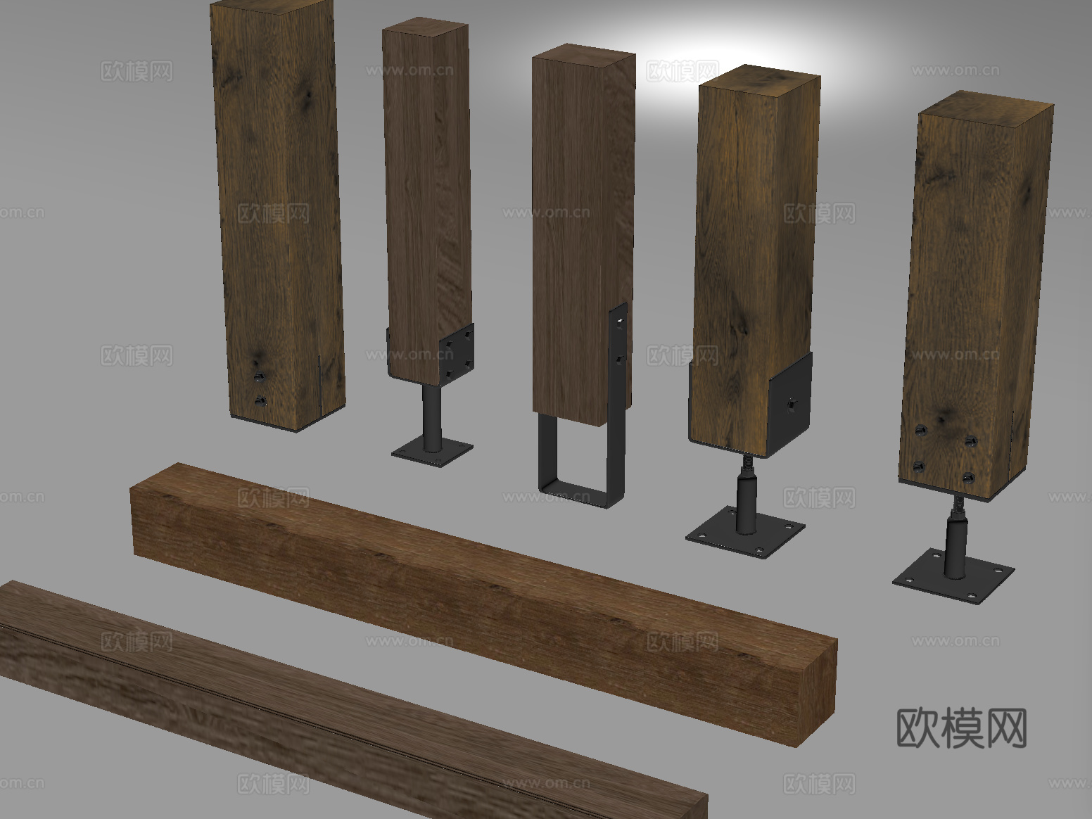 现代老木头 木头柱子 旧木方 木材 木梁su模型