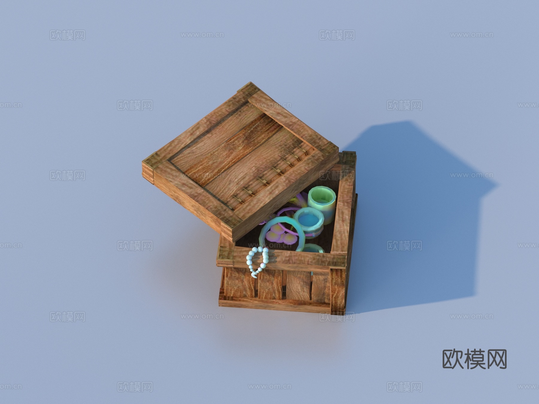 木箱 宝箱 珠宝首饰 配饰3d模型下载