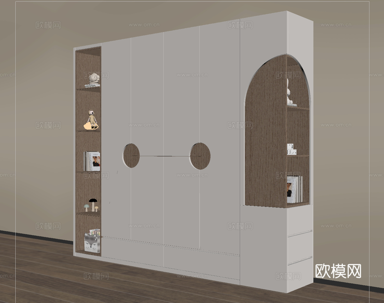现代衣柜 实木su模型