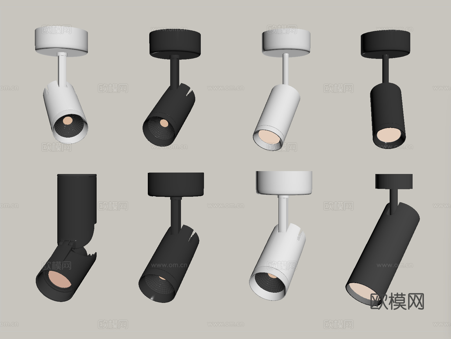 现代筒灯射灯 转向式su模型