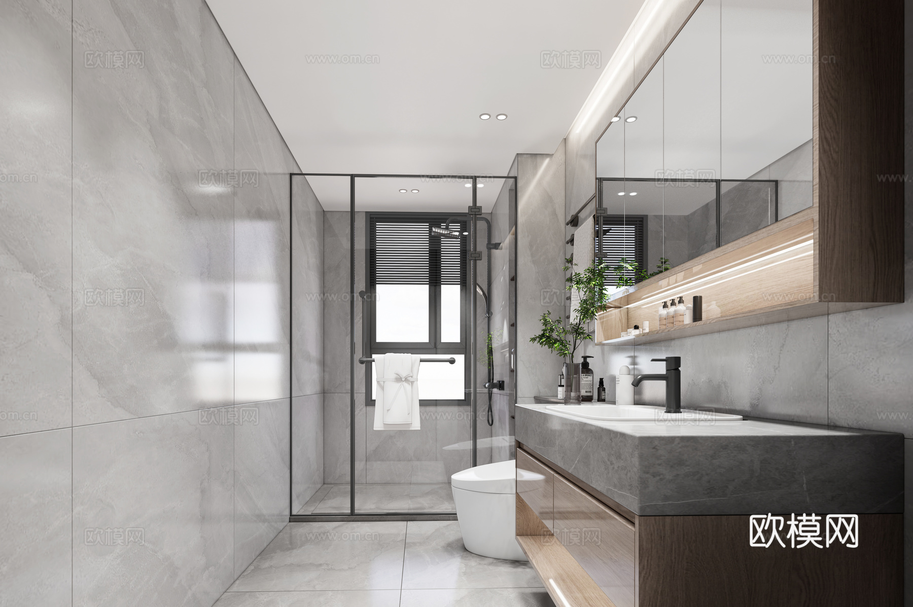 现代卫生间_卫生间_卫浴_洗手间_马桶su模型