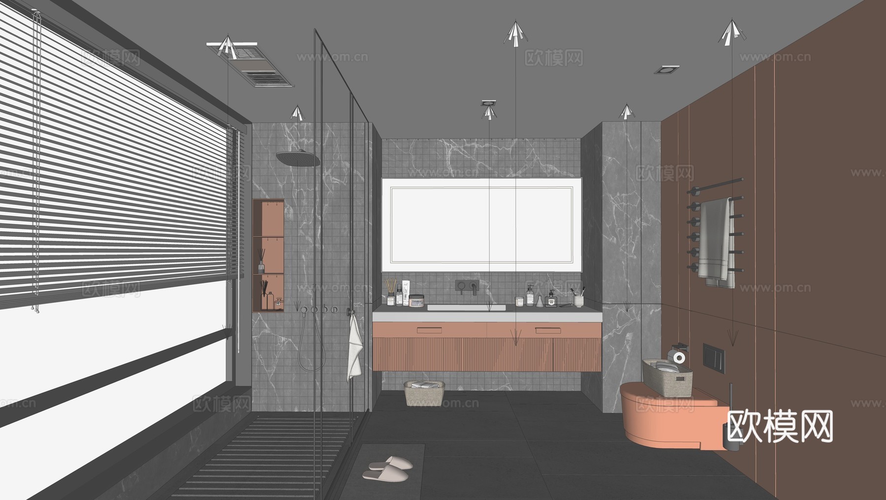 现代简约卫生间_干湿分离卫生间_现代卫生间_现代简约卫生间_su模型su模型