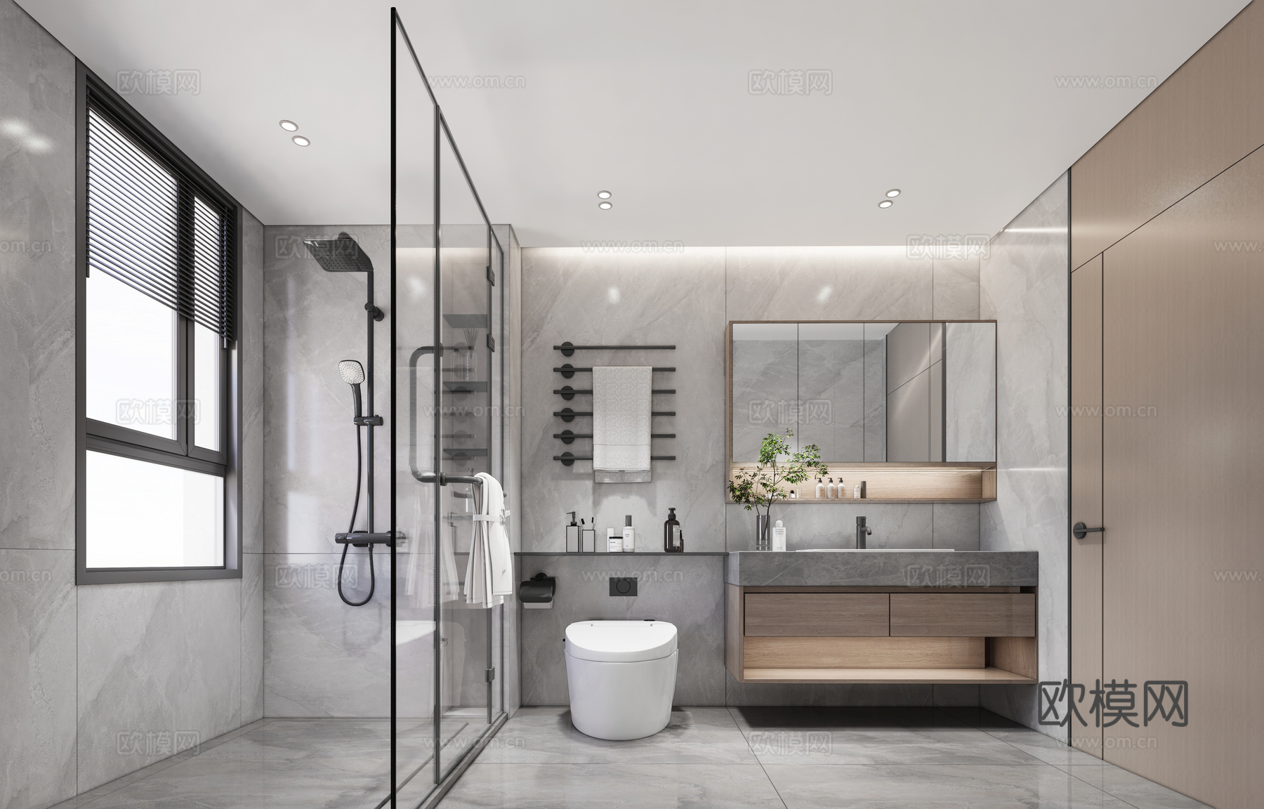 现代卫生间_卫生间_化妆镜_马桶_卫浴su模型