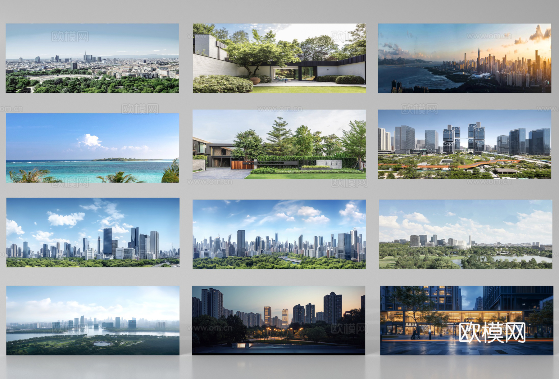 现代其他材质 环绕背景 户外外景 城市背景su模型