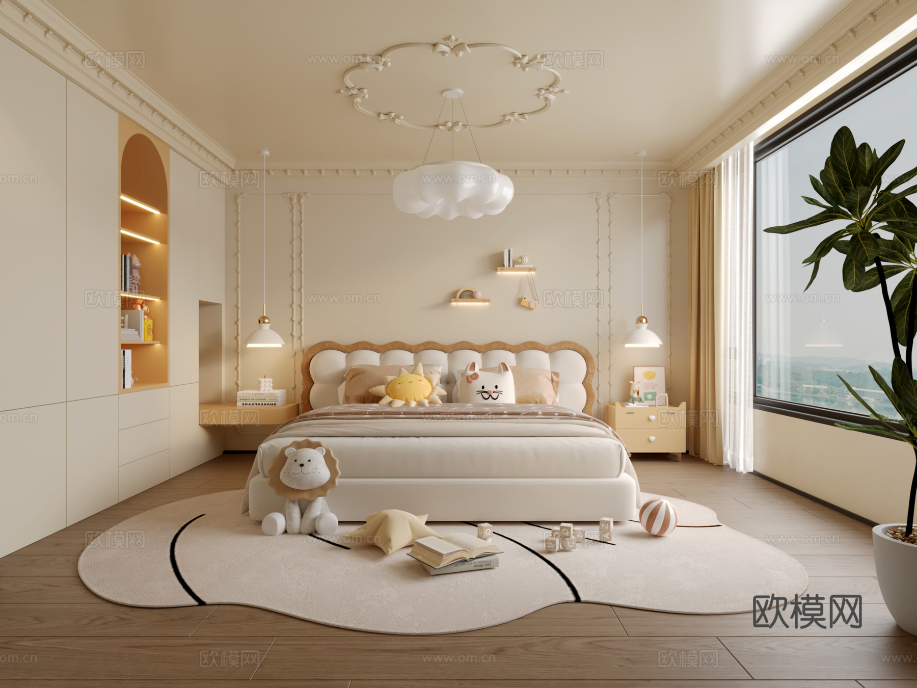 法式儿童房3d模型下载（渲染图1）