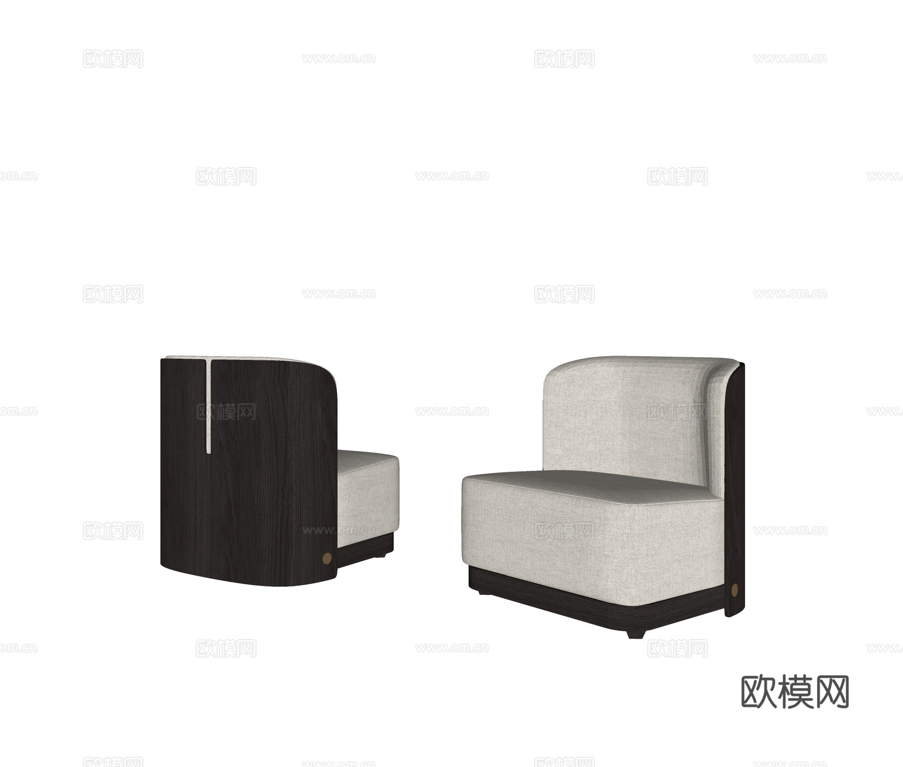 新中式单人沙发 休闲沙发 客厅沙发su模型