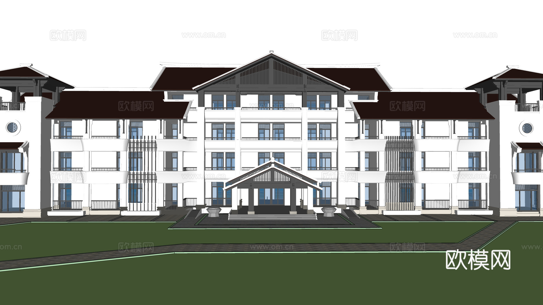 酒店建筑外立面su模型