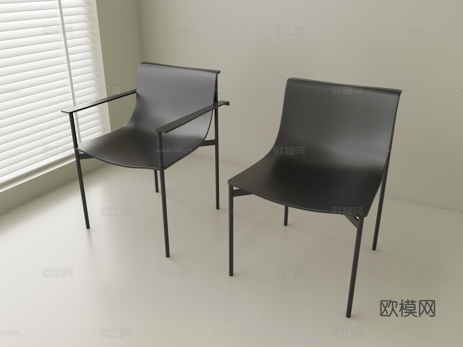 现代休闲椅 单椅 餐椅 金属椅su模型