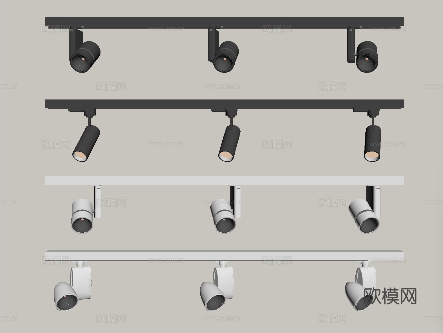 现代筒灯射灯 轨道式射灯su模型