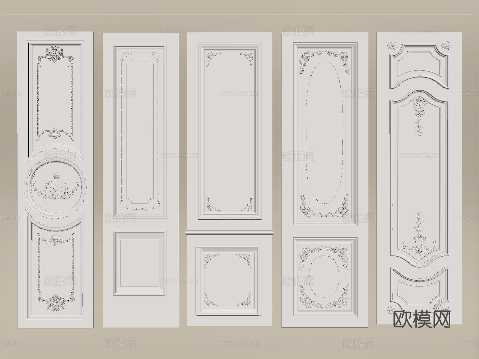 法式护墙板 背景墙su模型