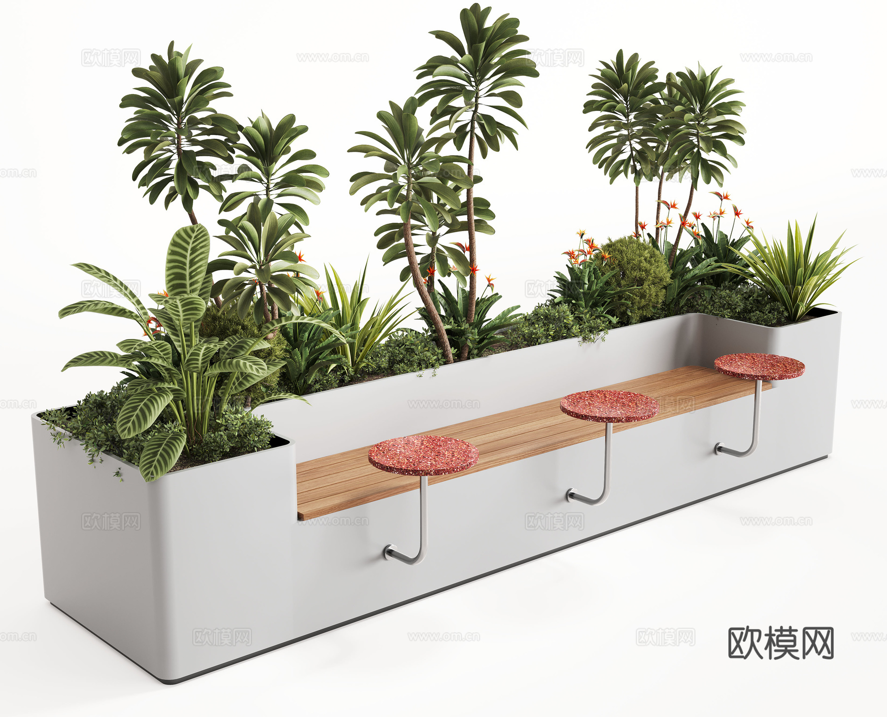 现代户外休息凳 户外椅 户外长椅组合 休闲异形座椅su模型