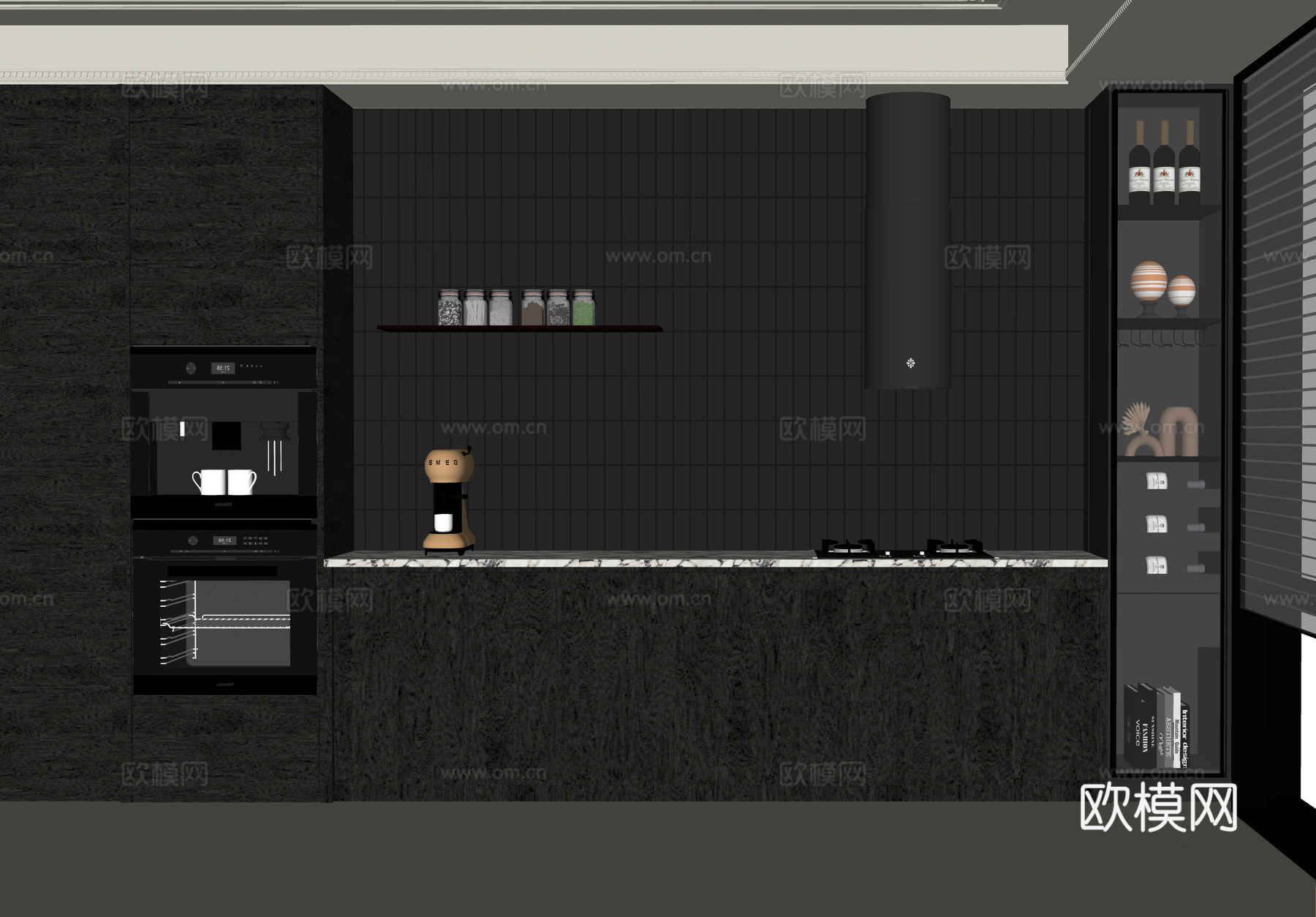 现代餐边柜 橱柜su模型