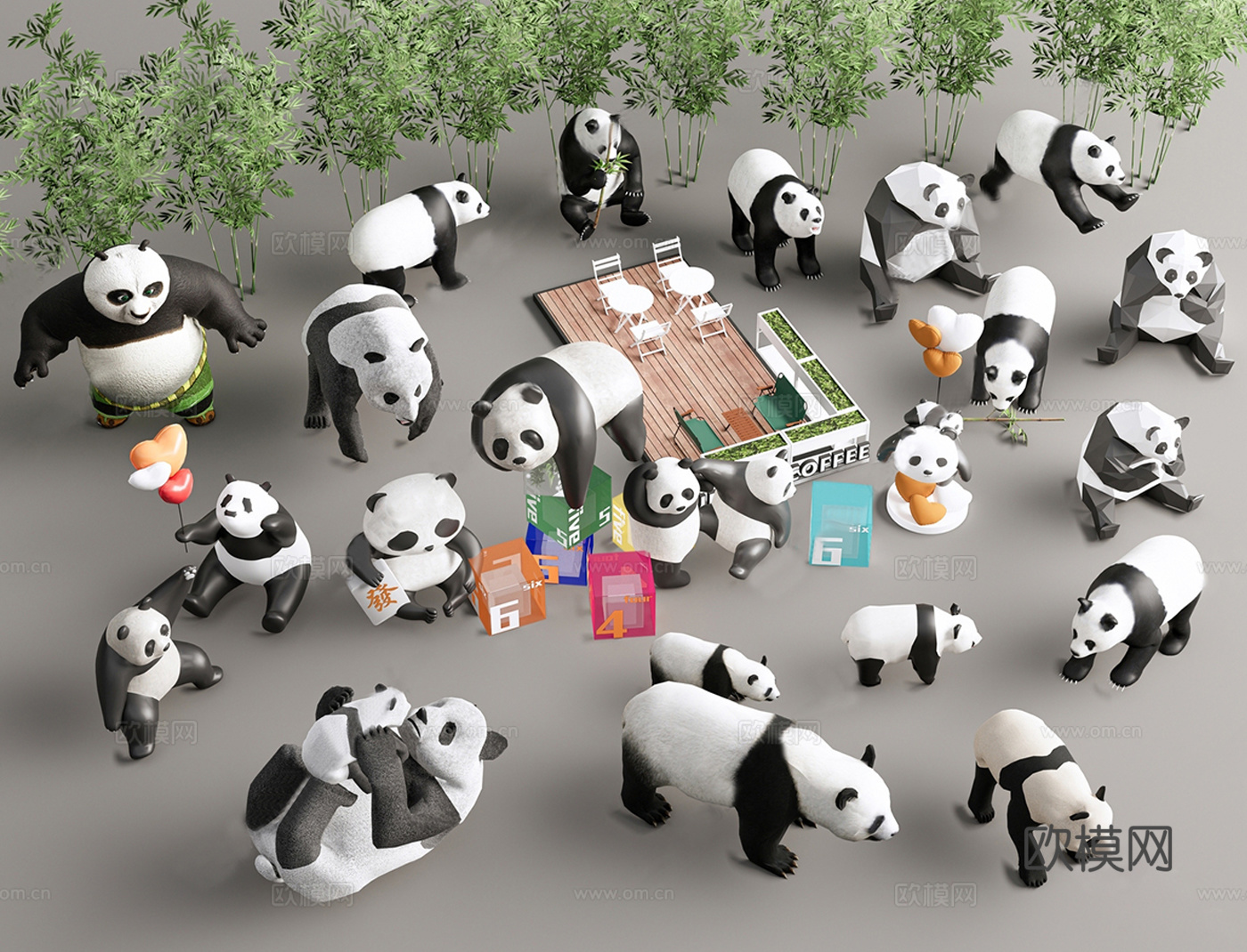 现代雕塑 熊猫国宝熊猫雕塑su模型