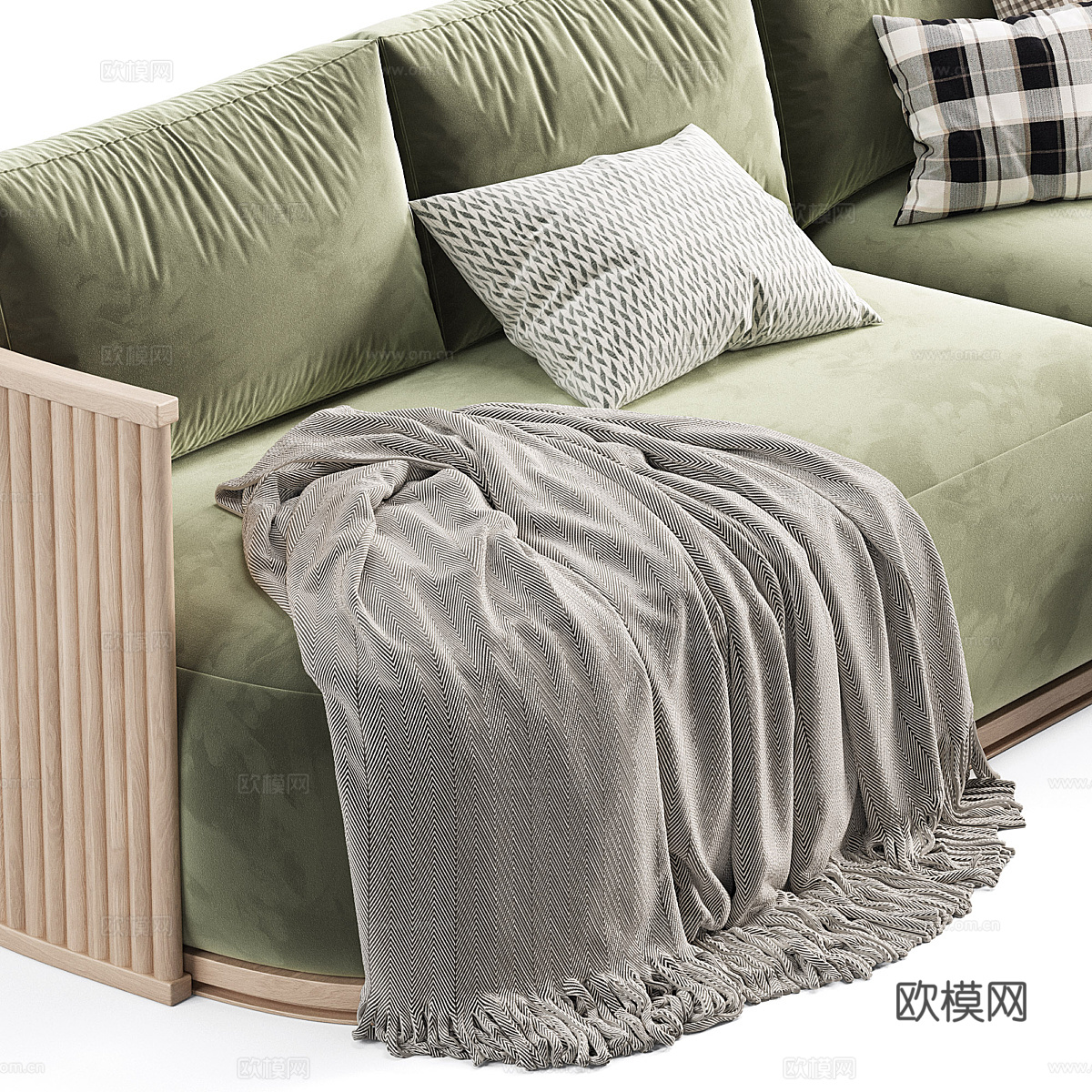 现代意式拜伦柚木定制户外沙发3d模型下载（渲染图6）