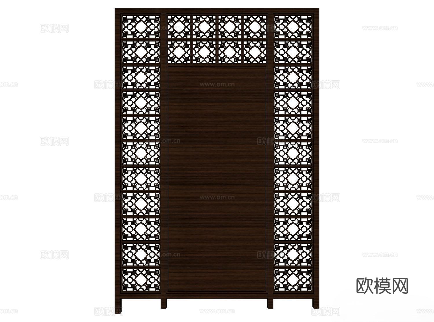 实木屏风 屏风 屛风隔断 隔断su模型