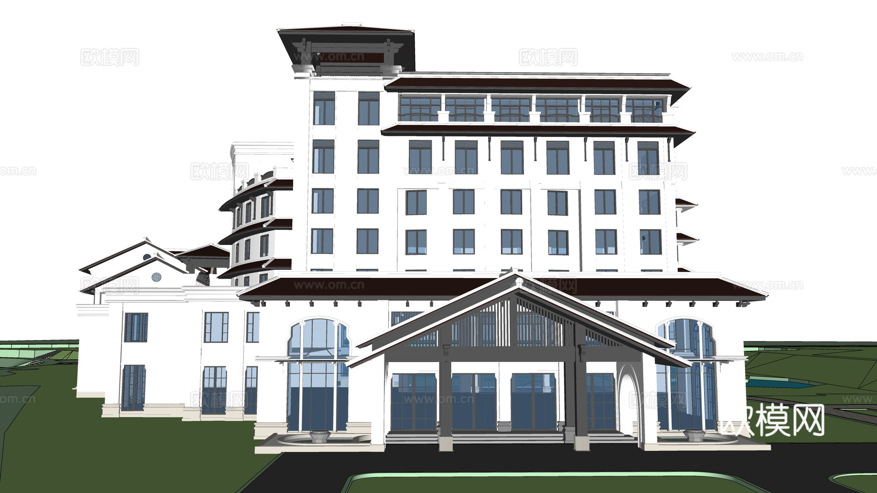 酒店建筑外立面su模型